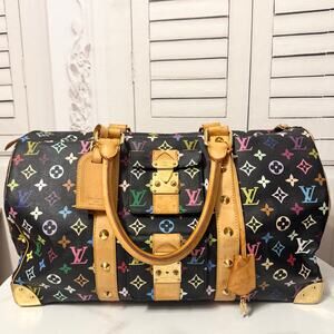 Louis Vuitton X Takashi Murakami Multicolor Noir Keepall 45 Black